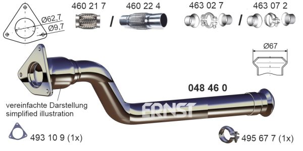 Racord evacuare OPEL VIVARO A caroserie (X83) 2.0 CDTI (F7) diesel 90 cai ERNST 048460
