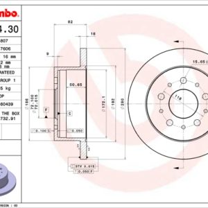 Disc frana OPEL MOVANO C caroserie (U9) 2.2 D diesel 140 cai BREMBO 08.8094.30