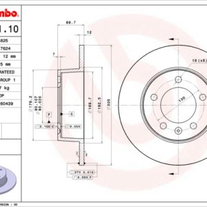Disc frana OPEL MOVANO A bus (X70) 3.0 DTi (JD) diesel 136 cai BREMBO 08.9371.10