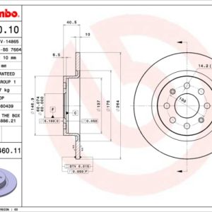 Disc frana OPEL ADAM (M13) 1.4 benzina 101 cai BREMBO 08.9460.11