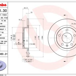 Disc frana OPEL ADAM (M13) 1.4 S benzina 150 cai BREMBO 08.9460.31