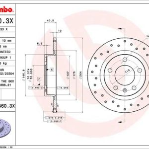 Disc frana OPEL ADAM (M13) 1.4 S benzina 150 cai BREMBO 08.9460.3X