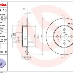 Disc frana OPEL COMBO Tour 1.7 DI 16V diesel 65 cai BREMBO 08.9826.11