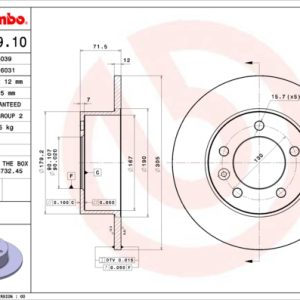 Disc frana OPEL MOVANO B platou / sasiu (X62) 2.3 CDTI FWD (EV, HV, UV) diesel 179 cai BREMBO 08.B829.10