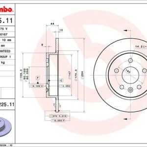 Disc frana OPEL AMPERA-E (F17) EV150 (48) electric 204 cai BREMBO 08.D225.11