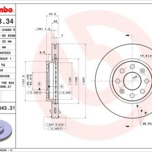 Disc frana OPEL ADAM (M13) 1.4 benzina 87 cai BREMBO 09.5843.31