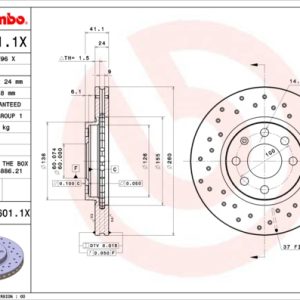 Disc frana OPEL COMBO Tour 1.7 DI 16V diesel 65 cai BREMBO 09.8601.1X