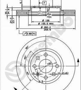 Disc frana OPEL COMBO Tour 1.7 DTI 16V diesel 75 cai BREMBO 09.8601.75