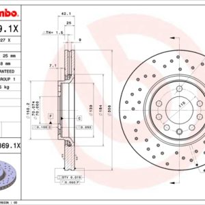 Disc frana OPEL ADAM (M13) 1.4 S benzina 150 cai BREMBO 09.9369.1X