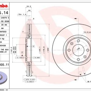 Disc frana OPEL MOKKA MOKKA-e (76) electric 136 cai BREMBO 09.9935.14