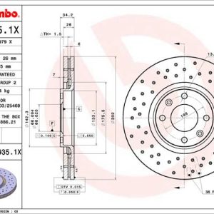 Disc frana OPEL MOKKA MOKKA-e (76) electric 136 cai BREMBO 09.9935.1X