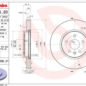 Disc frana OPEL MOKKA / MOKKA X (J13) 1.6 CDTI (_76) diesel 110 cai BREMBO 09.B356.21