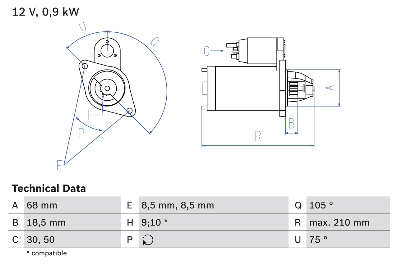 Electromotor OPEL COMBO Autoutilitara/limuzina spatioasa (71_) 1.4 benzina 60 cai BOSCH 0 986 017 120