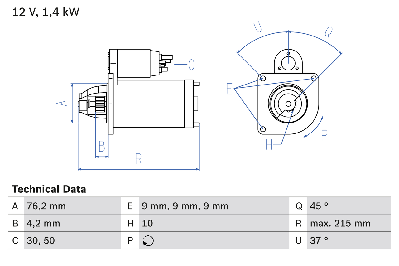 Electromotor OPEL COMBO Tour (X12) 1.6 CDTI (C26, D26, E26, C05) diesel 105 cai BOSCH 0 986 025 670