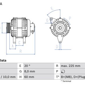 Alternator OPEL COMBO Autoutilitara/limuzina spatioasa 1.7 DI 16V diesel 65 cai BOSCH 0 986 043 981