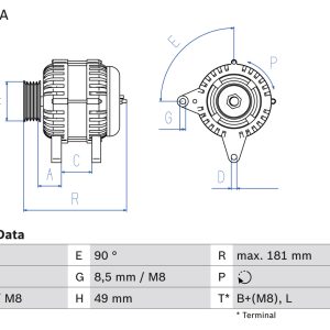 Alternator OPEL VIVARO A bus (X83) 1.9 DI (F7, J7, A07) diesel 80 cai BOSCH 0 986 045 101