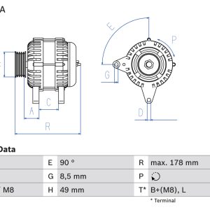 Alternator OPEL VIVARO A bus (X83) 1.9 DI (F7, J7, A07) diesel 80 cai BOSCH 0 986 045 241