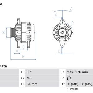 Alternator OPEL COMBO Tour 1.6 CNG Benzina/Gaz metan (GNC) 97 cai BOSCH 0 986 046 150