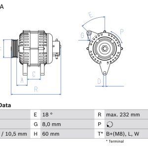 Alternator OPEL COMBO Autoutilitara/limuzina spatioasa 1.7 CDTI 16V diesel 101 cai BOSCH 0 986 048 340