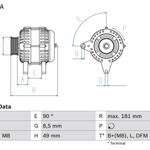 Alternator OPEL VIVARO A caroserie (X83) 2.0 CDTI (F7) diesel 114 cai BOSCH 0 986 080 420