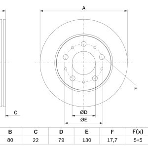 Disc frana OPEL MOVANO C caroserie (U9) 2.2 D diesel 120 cai BOSCH 0 986 479 E02
