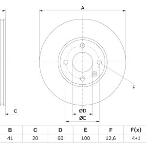 Disc frana OPEL KARL (C16) 1.0 benzina 75 cai BOSCH 0 986 479 G83