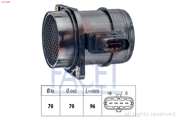 Senzor debit aer OPEL COMBO Tour (X12) 1.3 CDTI (C26, D26, E26, C05) diesel 90 cai FACET 10.1299
