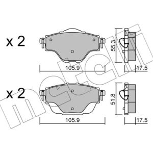 Placute frana OPEL GRANDLAND / GRANDLAND X (A18, P1UO) 1.2 (75) benzina 131 cai METELLI 22-0988-0