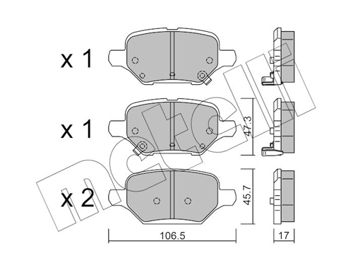Placute frana OPEL MOKKA / MOKKA X (J13) 1.8 4x4 (_76) benzina 140 cai METELLI 22-1213-0
