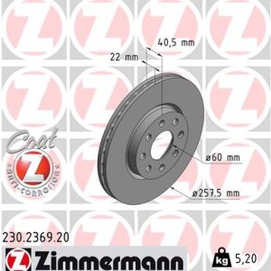 Disc frana OPEL ADAM (M13) 1.4 benzina 101 cai ZIMMERMANN 230.2369.20