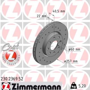 Disc frana OPEL ADAM (M13) 1.4 S benzina 150 cai ZIMMERMANN 230.2369.52