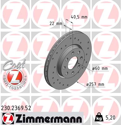 Disc frana OPEL ADAM (M13) 1.4 benzina 87 cai ZIMMERMANN 230.2369.52