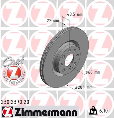 Disc frana OPEL ADAM (M13) 1.0 benzina 90 cai ZIMMERMANN 230.2370.20