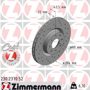 Disc frana OPEL ADAM (M13) 1.0 benzina 90 cai ZIMMERMANN 230.2370.52