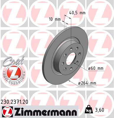Disc frana OPEL ADAM (M13) 1.4 LPG Benzina/Autogaz (GPL) 87 cai ZIMMERMANN 230.2371.20