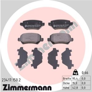 Placute frana OPEL COMBO Autoutilitara/limuzina spatioasa 1.7 DI 16V diesel 65 cai ZIMMERMANN 23417.150.2