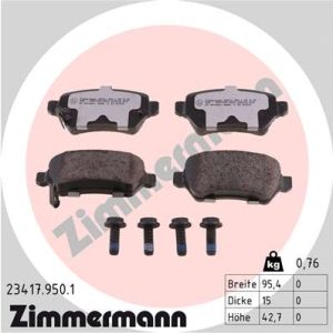 Placute frana OPEL COMBO Autoutilitara/limuzina spatioasa 1.6 CNG 16V Benzina/Gaz metan (GNC) 94 cai ZIMMERMANN 23417.950.1