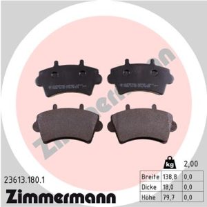 Placute frana OPEL MOVANO A caroserie (X70) 1.9 DTI (FD) diesel 82 cai ZIMMERMANN 23613.180.1