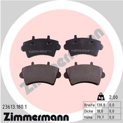 Placute frana OPEL MOVANO A platou / sasiu (X70) 2.2 DTI (ED, HD, UD0, UD4) diesel 90 cai ZIMMERMANN 23613.180.1