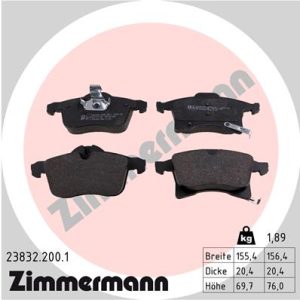 Placute frana OPEL COMBO Tour 1.7 CDTI 16V diesel 101 cai ZIMMERMANN 23832.200.1