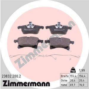 Placute frana OPEL COMBO Tour 1.7 CDTI 16V diesel 101 cai ZIMMERMANN 23832.200.2