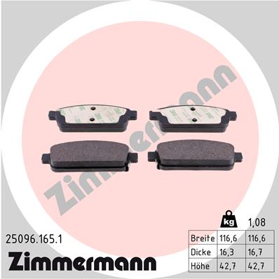 Placute frana OPEL CASCADA (W13) 2.0 CDTI (67) diesel 194 cai ZIMMERMANN 25096.165.1