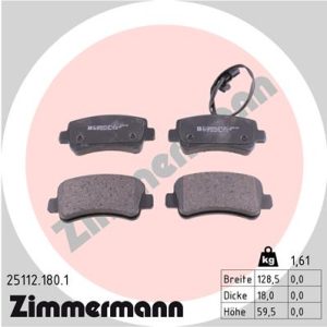 Placute frana OPEL MOVANO B platou / sasiu (X62) 2.3 CDTI FWD (EV, HV, UV) diesel 101 cai ZIMMERMANN 25112.180.1