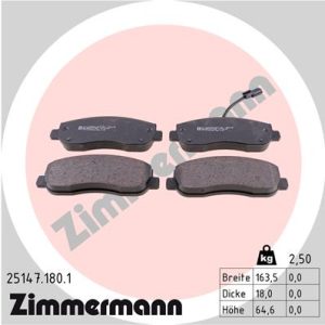Placute frana OPEL MOVANO B bus (X62) 2.3 CDTI FWD (JV) diesel 170 cai ZIMMERMANN 25147.180.1