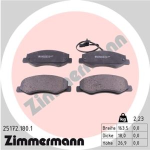 Placute frana OPEL MOVANO B platou / sasiu (X62) 2.3 CDTI RWD (EV, HV, UV) diesel 136 cai ZIMMERMANN 25172.180.1