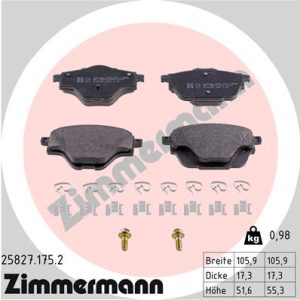 Placute frana OPEL GRANDLAND / GRANDLAND X (A18, P1UO) 1.6 Turbo (75) benzina 181 cai ZIMMERMANN 25827.175.2