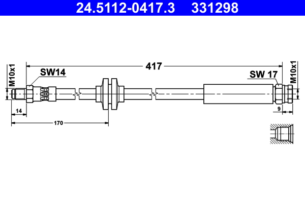 Furtun frana OPEL MOVANO C caroserie (U9) 2.2 D diesel 120 cai ATE 24.5112-0417.3