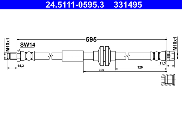 Furtun frana OPEL MOVANO B platou / sasiu (X62) 2.3 CDTI FWD (EV, HV, UV) diesel 131 cai ATE 24.5111-0595.3