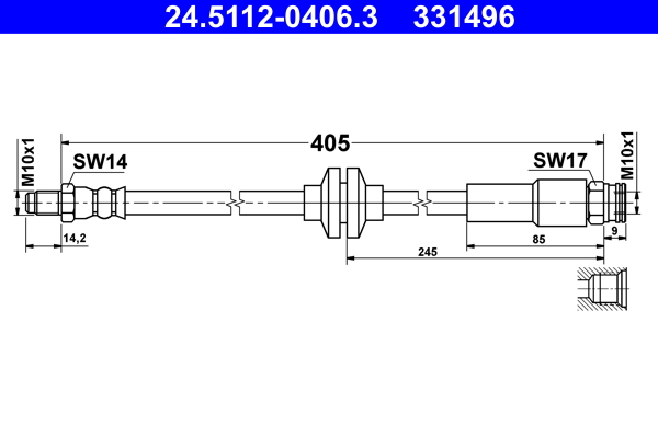 Furtun frana OPEL COMBO Tour (X12) 1.6 CDTI (C26, D26, E26, C05) diesel 90 cai ATE 24.5112-0406.3