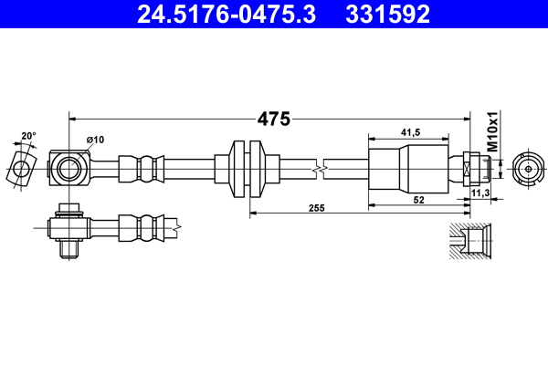 Furtun frana OPEL MOKKA / MOKKA X (J13) 1.4 (_76) benzina 140 cai ATE 24.5176-0475.3